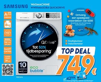 Promotions Samsung wasmachine ww81m6420ba quickdrive - Samsung - Valide de 28/08/2019 à 24/09/2019 chez Krefel
