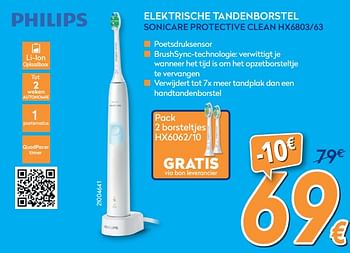 Promoties Philips elektrische tandenborstel sonicare protective clean hx6803-63 - Philips - Geldig van 28/08/2019 tot 24/09/2019 bij Krefel