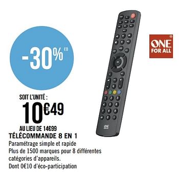 Promoties Oneforall télécommande 8 en 1 - Oneforall - Geldig van 19/08/2019 tot 15/09/2019 bij Géant Casino