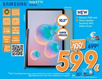Promotions Samsung tablette tab s6 - Samsung - Valide de 28/08/2019 à 24/09/2019 chez Krefel