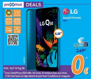 Promoties Lg smartphone q60 - LG - Geldig van 28/08/2019 tot 24/09/2019 bij Krefel