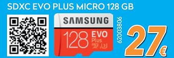 Promotions Samsung sdxc evo plus micro 128 gb - Samsung - Valide de 28/08/2019 à 24/09/2019 chez Krefel