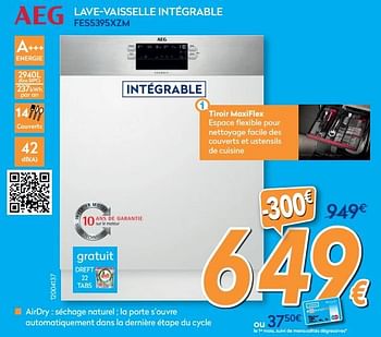 Promoties Aeg lave-vaisselle intégrable fes5395xzm - AEG - Geldig van 28/08/2019 tot 24/09/2019 bij Krefel