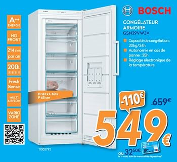 Promotions Bosch congélateur armoire gsn29vw3v - Bosch - Valide de 28/08/2019 à 24/09/2019 chez Krefel