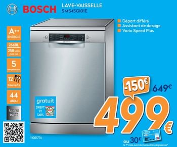 Promoties Bosch lave-vaisselle sms45gi01e - Bosch - Geldig van 28/08/2019 tot 24/09/2019 bij Krefel