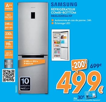 Promotions Samsung réfrigérateur combi-bottom rb33j3205sa-ef - Samsung - Valide de 28/08/2019 à 24/09/2019 chez Krefel