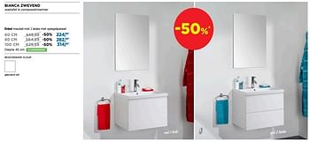 Promoties Bianca zwevend enkel meubel met 2 lades met spiegelpaneel - Linie - Geldig van 01/09/2019 tot 30/09/2019 bij X2O