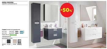 Promoties Sensa zwevend compact meubel met spiegelpaneel - Linie - Geldig van 01/09/2019 tot 30/09/2019 bij X2O