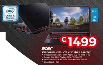 Promoties Acer gaming laptop - acer nitro 5 an515-54-76xy - Acer - Geldig van 19/08/2019 tot 30/09/2019 bij Exellent