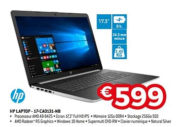 Promoties Hp laptop - 17-ca0131-nb - HP - Geldig van 19/08/2019 tot 30/09/2019 bij Exellent
