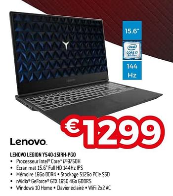 Promoties Lenovo legion y540-15irh-pg0 - Lenovo - Geldig van 19/08/2019 tot 30/09/2019 bij Exellent