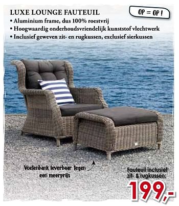 Promotions Luxe lounge fauteuil - Produit Maison - Paco - Valide de 23/08/2019 à 23/09/2019 chez Paco