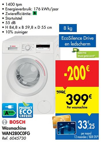 Overtreden Wonen ten tweede Bosch Bosch wasmachine wan280c0fg - Promotie bij Carrefour