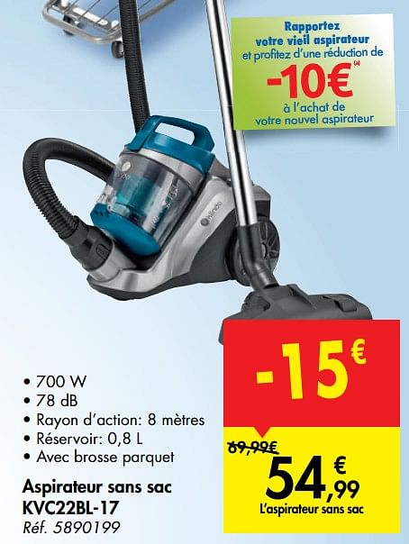 Aspirateur sans sac klindo carrefour hot sale