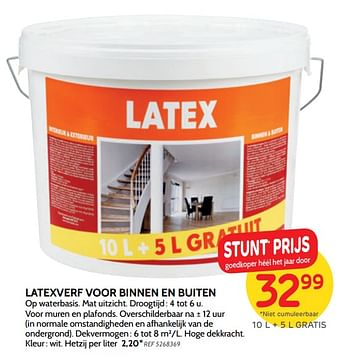 Promoties Latex voor binnen en buiten - LATEX - Geldig van 04/09/2019 tot 23/09/2019 bij BricoPlanit