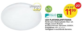 Promoties Led-plafondlamp frania - Eglo - Geldig van 04/09/2019 tot 23/09/2019 bij BricoPlanit
