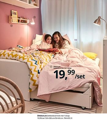 Promoties Ängslilja dekbedovertrek met 1 sloop - Huismerk - Ikea - Geldig van 23/08/2019 tot 31/07/2020 bij Ikea