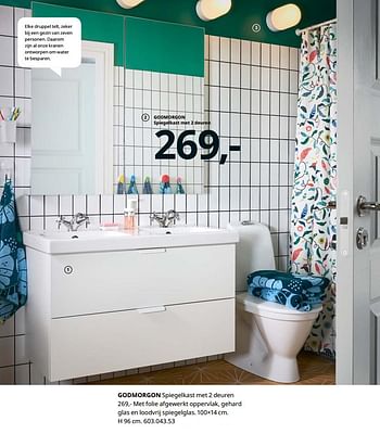 Promoties Godmorgon spiegelkast met 2 deuren - Huismerk - Ikea - Geldig van 23/08/2019 tot 31/07/2020 bij Ikea