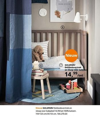 Promoties Gulsparv dekbedovertrek en sloop voor babybed - Huismerk - Ikea - Geldig van 23/08/2019 tot 31/07/2020 bij Ikea