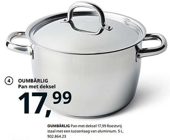 Promotions Oumbärlig pan met deksel - Produit maison - Ikea - Valide de 23/08/2019 à 31/07/2020 chez Ikea