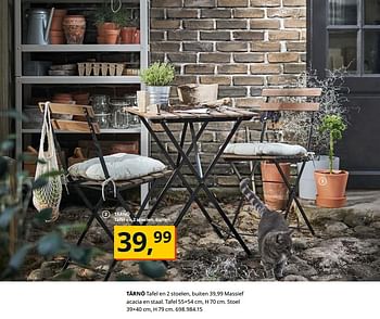Promotions Tärnö tafel en 2 stoelen, buiten - Produit maison - Ikea - Valide de 23/08/2019 à 31/07/2020 chez Ikea