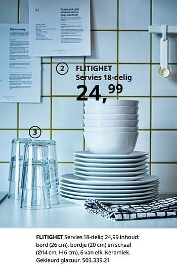 Promoties Flitighet servies 18-delig - Huismerk - Ikea - Geldig van 23/08/2019 tot 31/07/2020 bij Ikea