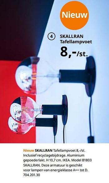 Promoties Skallran tafellampvoet - Huismerk - Ikea - Geldig van 23/08/2019 tot 31/07/2020 bij Ikea