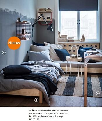 Promoties Utåker stapelbaar bed met 2 matrassen - Huismerk - Ikea - Geldig van 23/08/2019 tot 31/07/2020 bij Ikea