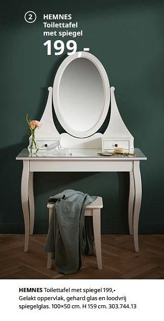Promoties Hemnes toilettafel met spiegel - Huismerk - Ikea - Geldig van 23/08/2019 tot 31/07/2020 bij Ikea