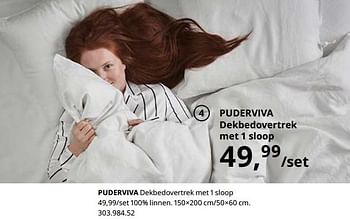 Promotions Puderviva dekbedovertrek met 1 sloop - Produit maison - Ikea - Valide de 23/08/2019 à 31/07/2020 chez Ikea