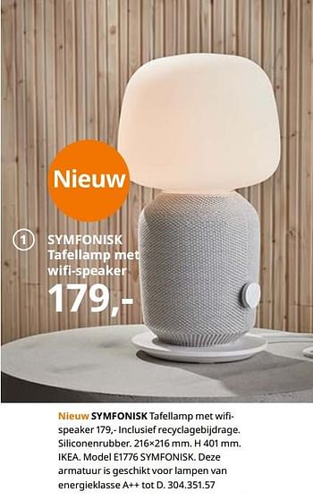 Promoties Symfonisk tafellamp met wifispeaker - Huismerk - Ikea - Geldig van 23/08/2019 tot 31/07/2020 bij Ikea