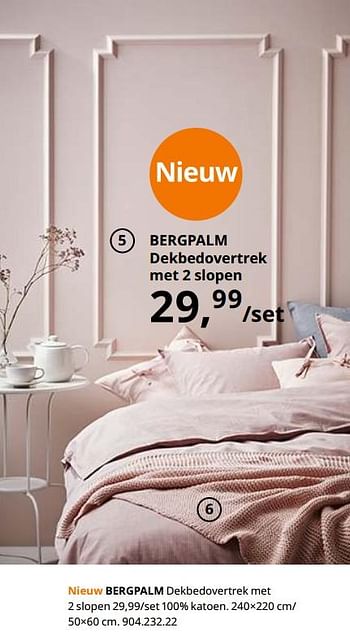 Promoties Bergpalm dekbedovertrek met 2 slopen - Huismerk - Ikea - Geldig van 23/08/2019 tot 31/07/2020 bij Ikea