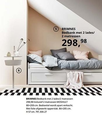 Promoties Brimnes bedbank met 2 lades-2 matrassen - Huismerk - Ikea - Geldig van 23/08/2019 tot 31/07/2020 bij Ikea