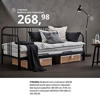 Promoties Fyresdal bedbank met 2 matrassen - Huismerk - Ikea - Geldig van 23/08/2019 tot 31/07/2020 bij Ikea