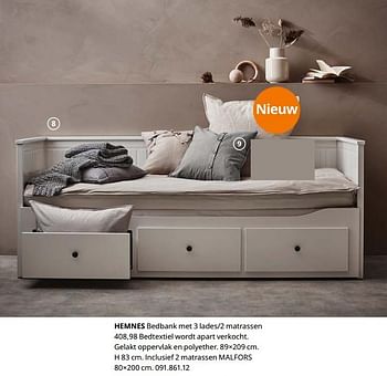 Huismerk - Ikea Hemnes 3 lades-2 matrassen - Promotie Ikea