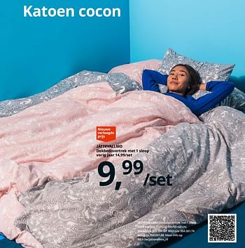 Promoties Jättevallmo dekbedovertrek met 1 sloop - Huismerk - Ikea - Geldig van 23/08/2019 tot 31/07/2020 bij Ikea