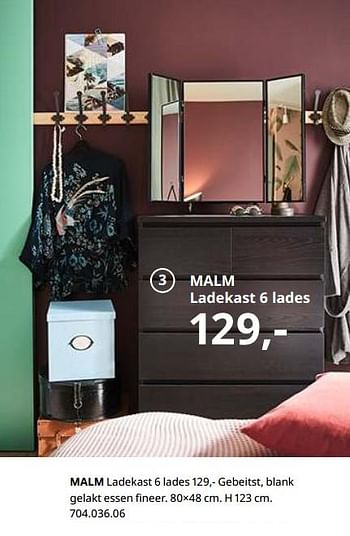 Promoties Malm ladekast 6 lades - Huismerk - Ikea - Geldig van 23/08/2019 tot 31/07/2020 bij Ikea