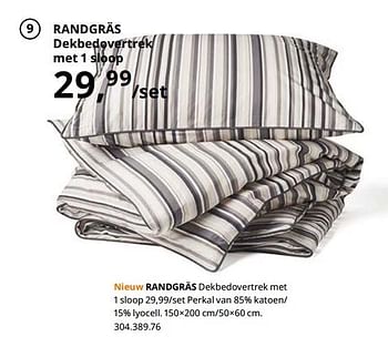 Promoties Randgräs dekbedovertrek met 1 sloop - Huismerk - Ikea - Geldig van 23/08/2019 tot 31/07/2020 bij Ikea