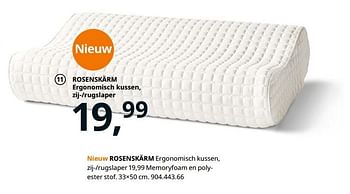 Promoties Rosenskärm ergonomisch kussen, zij--rugslaper - Huismerk - Ikea - Geldig van 23/08/2019 tot 31/07/2020 bij Ikea