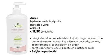 Promoties Aurea hydraterende bodymilk met aloë vera - Aurea - Geldig van 04/09/2019 tot 01/10/2019 bij Bioplanet