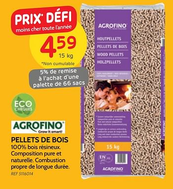 Promotions Pellets de bois - Agrofino - Valide de 04/09/2019 à 23/09/2019 chez BricoPlanit