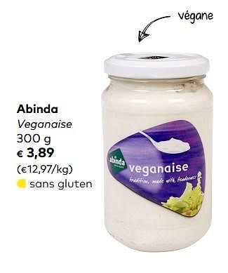 Promoties Abinda veganaise - Abinda - Geldig van 04/09/2019 tot 01/10/2019 bij Bioplanet