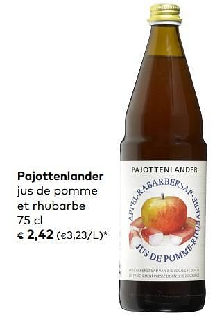 Promotions Pajottenlander jus de pomme et rhubarbe - Pajottenlander - Valide de 04/09/2019 à 01/10/2019 chez Bioplanet
