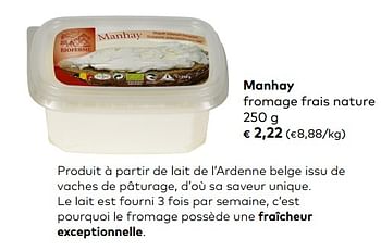 Promotions Manhay fromage frais nature - Manhay - Valide de 04/09/2019 à 01/10/2019 chez Bioplanet