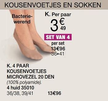 Promoties 4 paar kousenvoetjes microvezel 20 den - Huismerk - Damart - Geldig van 01/09/2019 tot 30/09/2019 bij Damart