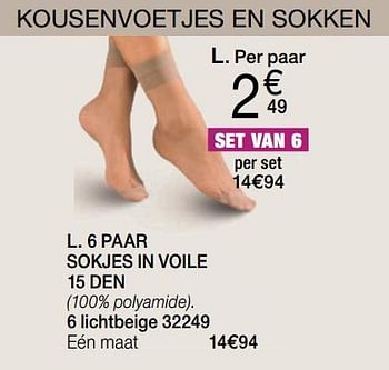 Promoties 6 paar sokjes in voile 15 den - Huismerk - Damart - Geldig van 01/09/2019 tot 30/09/2019 bij Damart