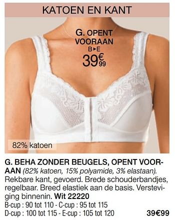 Promoties Beha zonder beugels, opent vooraan - Huismerk - Damart - Geldig van 01/09/2019 tot 30/09/2019 bij Damart