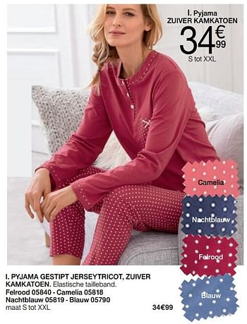 Promotions Pyjama gestipt jerseytricot, zuiver kamkatoen - Produit Maison - Damart - Valide de 01/09/2019 à 30/09/2019 chez Damart