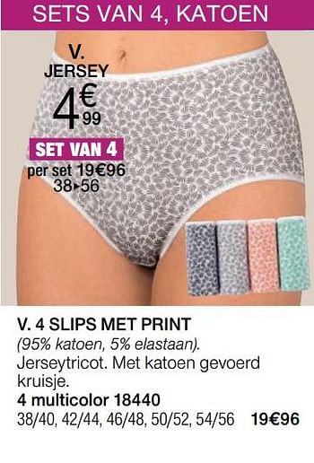 Promoties 4 slips met print - Huismerk - Damart - Geldig van 01/09/2019 tot 30/09/2019 bij Damart