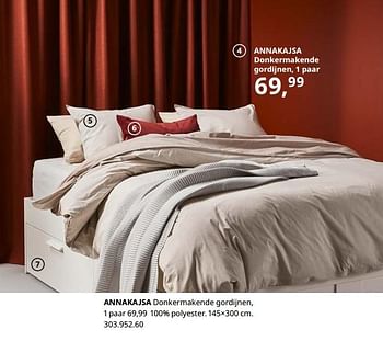 Promoties Annakajsa donkermakende gordijnen, 1 paar - Huismerk - Ikea - Geldig van 23/08/2019 tot 31/07/2020 bij Ikea
